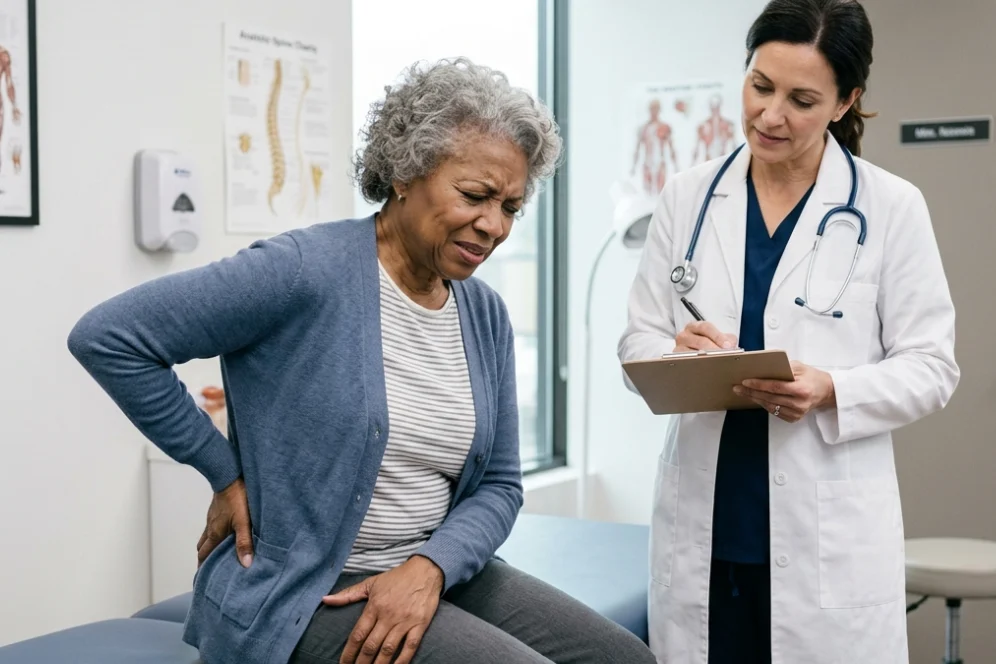Visão detalhada da anatomia da região cervical. A imagem destaca as vértebras e as estruturas adjacentes que são fundamentais para o suporte da cabeça e a movimentação do pescoço.